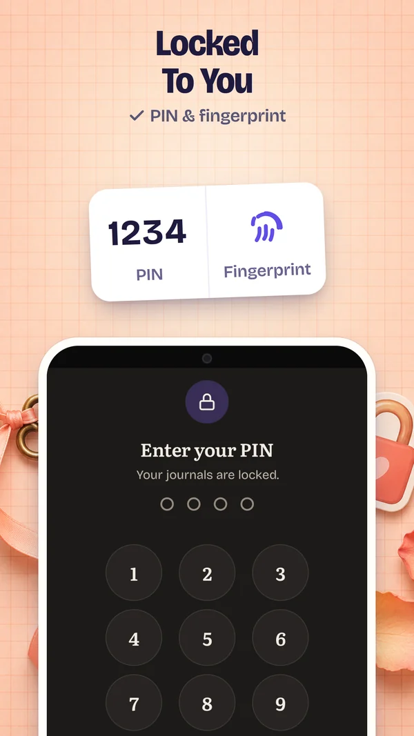 Locked To You: The PIN lock, with PIN and fingerprint.