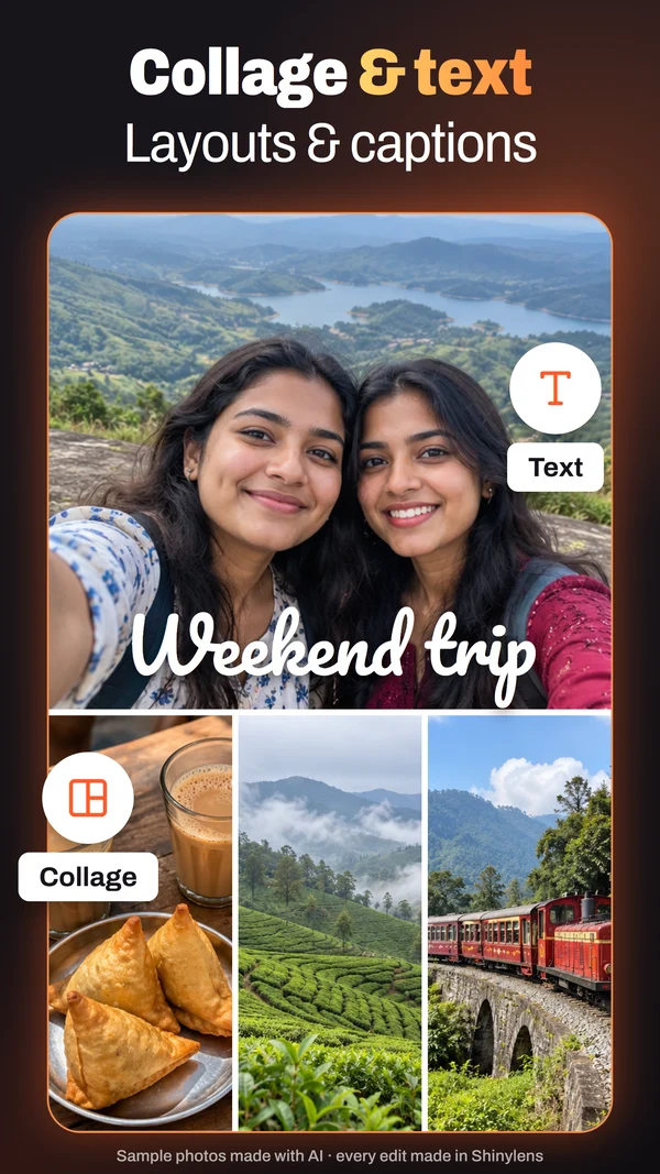 Collage & text: Four trip photos in a collage with a caption.